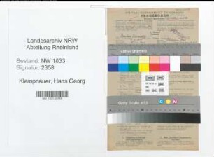 Entnazifizierung Hans Georg Klempnauer , geb. 04.04.1914 (Elektriker)