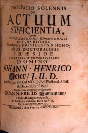 Disp. sol. de actuum sufficientia