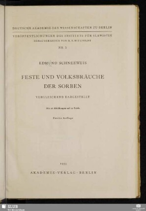 Feste und Volksbräuche der Sorben : vergleichend dargestellt
