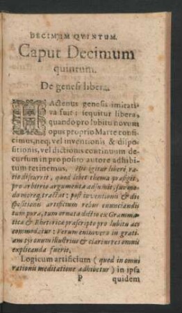 Caput Decimum quintum. De genesi libera.