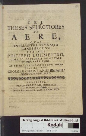Theses Selectiores De Aere