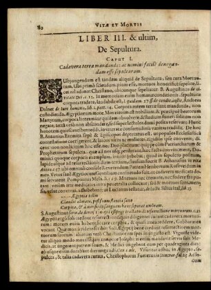 Caput I. Cadavera terrae mandanda: ac nemini facile denegandam esse sepulturam.