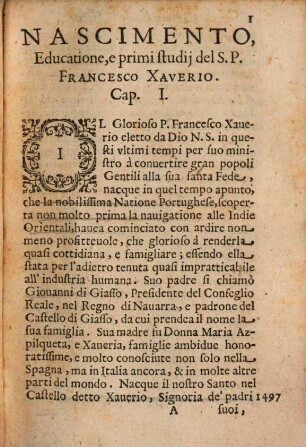 Compendio della Vita del S. Francesco Xaverio