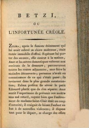 Betzi, Ou L'Infortunée Créole : Histoire Véritable, 2