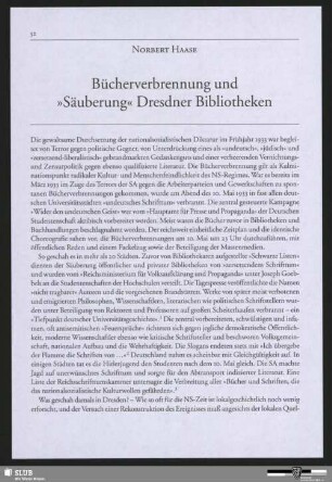 Bücherverbrennung und "Säuberung" Dresdner Bibliotheken