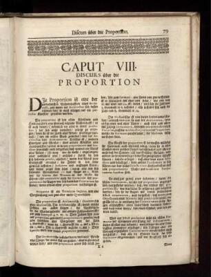 Caput VIII. Discurs über die Proportion