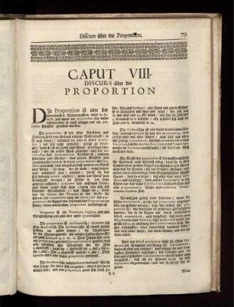 Caput VIII. Discurs über die Proportion