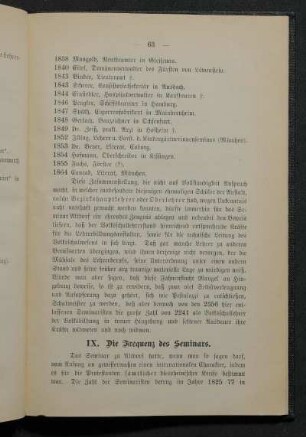 IX. Die Frequenz des Seminars.
