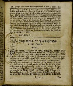Die heilige Arbeit der Triumphirenden in dem Himmel.