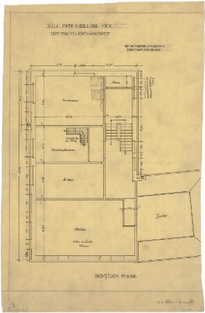 Billing, Hermann; Karlsruhe, Moltkestr.47 / Beethovenstr.; Villa Billing - Dachstock (Grundriss)
