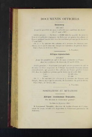Documents Officiels.