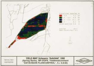 Yield Map Scheyern "Kehrfeld" 1992 (S-Gerste; MF-DGPS; Yield Measurement "DATAVISION FLOWCONTROL", 5. + 6.8.1992)