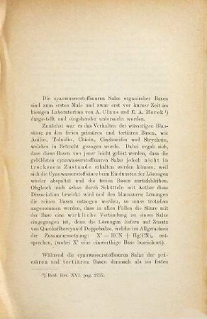 Ueber die Blausäuren Salze organischer Basen : Inaug. Diss.