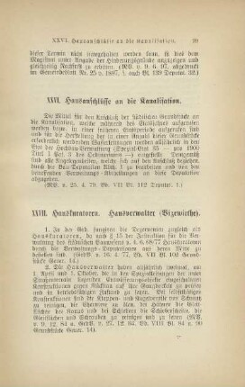 XXVI. Hausanschlüsse an die Kanalisation