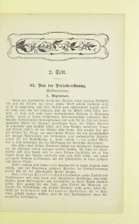 2. Teil. [Von der Preisberechnung (Kalkulation)]