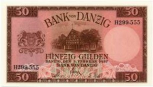Geldschein, 50 Danziger Gulden, 5.2.1937