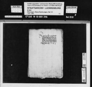 Rechnung des Amts Tannenburg