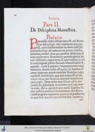 Pars Secunda. De disciplina monastica.