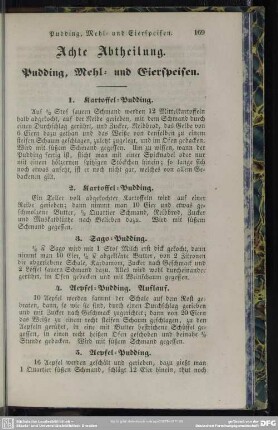 Achte Abtheilung. Pudding, Mehl- und Eierspeisen