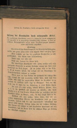 Heilung der Krankheiten durch naturgemäße Mittel.