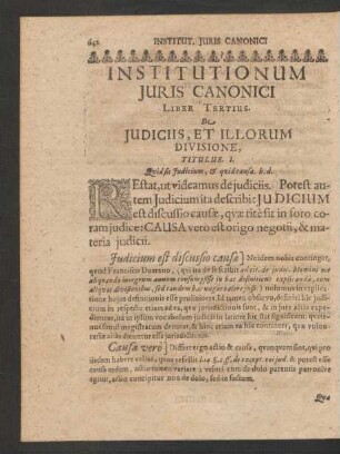 Institutionum Iuris Canonici Liber Tertius.