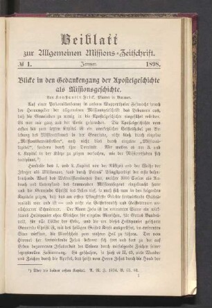 Beiblatt N° 1. Januar. 1898