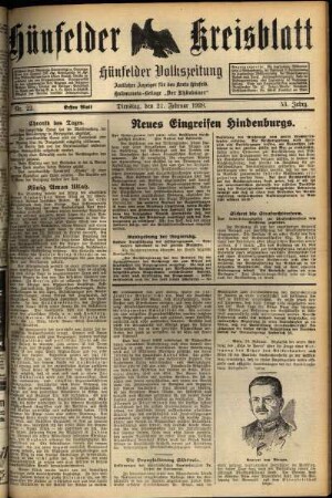 Erste Ausgabe vom Dienstag, den 21. Februar 1928.