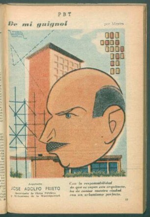 Arquitecto José Adolfo Prieto, secretario de Obras Públicas y Urbanismo de la Municipalidad - [Caricatura] : De mi Guignol