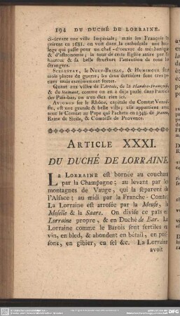 Article XXXI. Du Duché De Lorraine