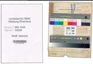 Entnazifizierung Heinrich Wolff , geb. 03.09.1898 (Autoschlosser)