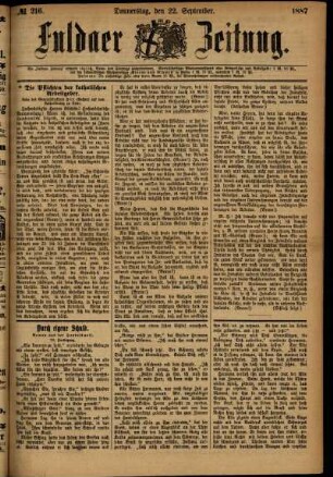 Ausgabe vom Donnerstag, den 22. September 1887.