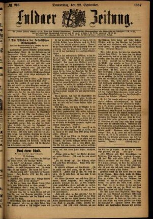 Ausgabe vom Donnerstag, den 22. September 1887.
