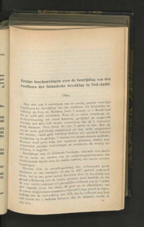 Eenige beschouwingen over de bestrijding van den roofbouw der inlandische bevolking in Ned.-Indie.