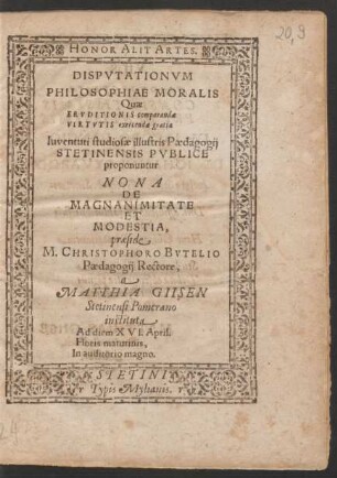 9: De Magnanimate Et Modestia