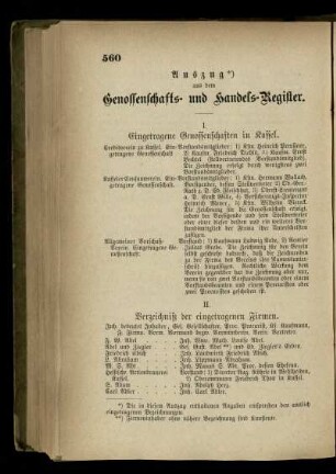 Auszug aus dem Genossenschafts- und Handels-Register