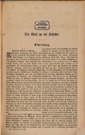 Der Brief an die Hebräer : Theologisch-homiletisch bearbeitet