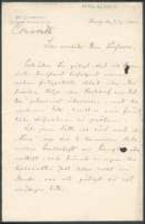 Brief von Hugo Conwentz an Unbekannt