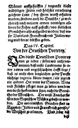 Das IV. Capitel. Von der Deutschen Poeterey