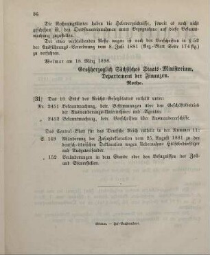 31. Das 10. Stück des Reichs-Gesetzblattes enthält unter: ...