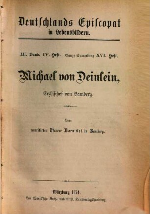 Michael von Deinlein, Erzbischof von Bamberg