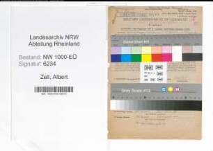 Entnazifizierung Albert Zell, geb. 09.03.1908 (Saenger)