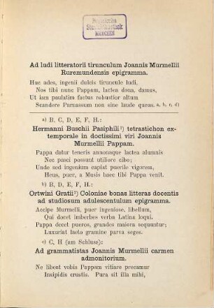 Ausgewählte Werke des Münsterischen Humanisten Johannes Murmellius, 4. Pappa puerorum