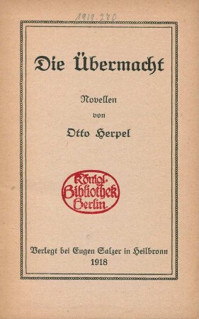 Die Übermacht : Novellen