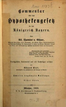 Commentar über das Hypothekengesetz für das Königreich Bayern, 1