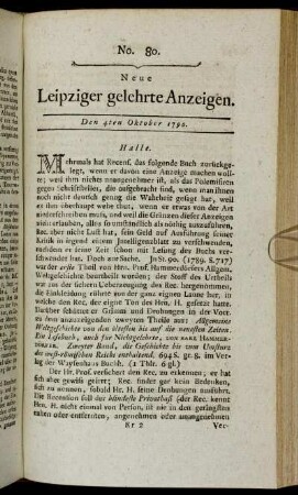 No. 80. Den 4ten Oktober 1790.