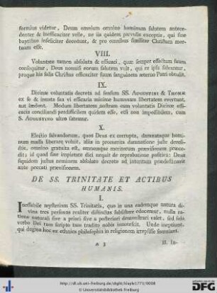 De SS. Trinitate Et Actibus Humanis.