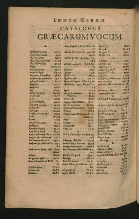 Catalogus Graecarum Vocum.