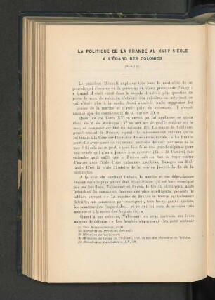 La politique de la France au XVIII siecle a l'egard des colonies