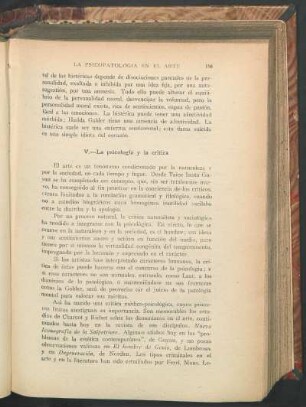 V. - La psicología y la crítica