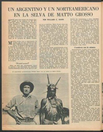 Un argentino y un norteamericano en la selva de Matto Grosso